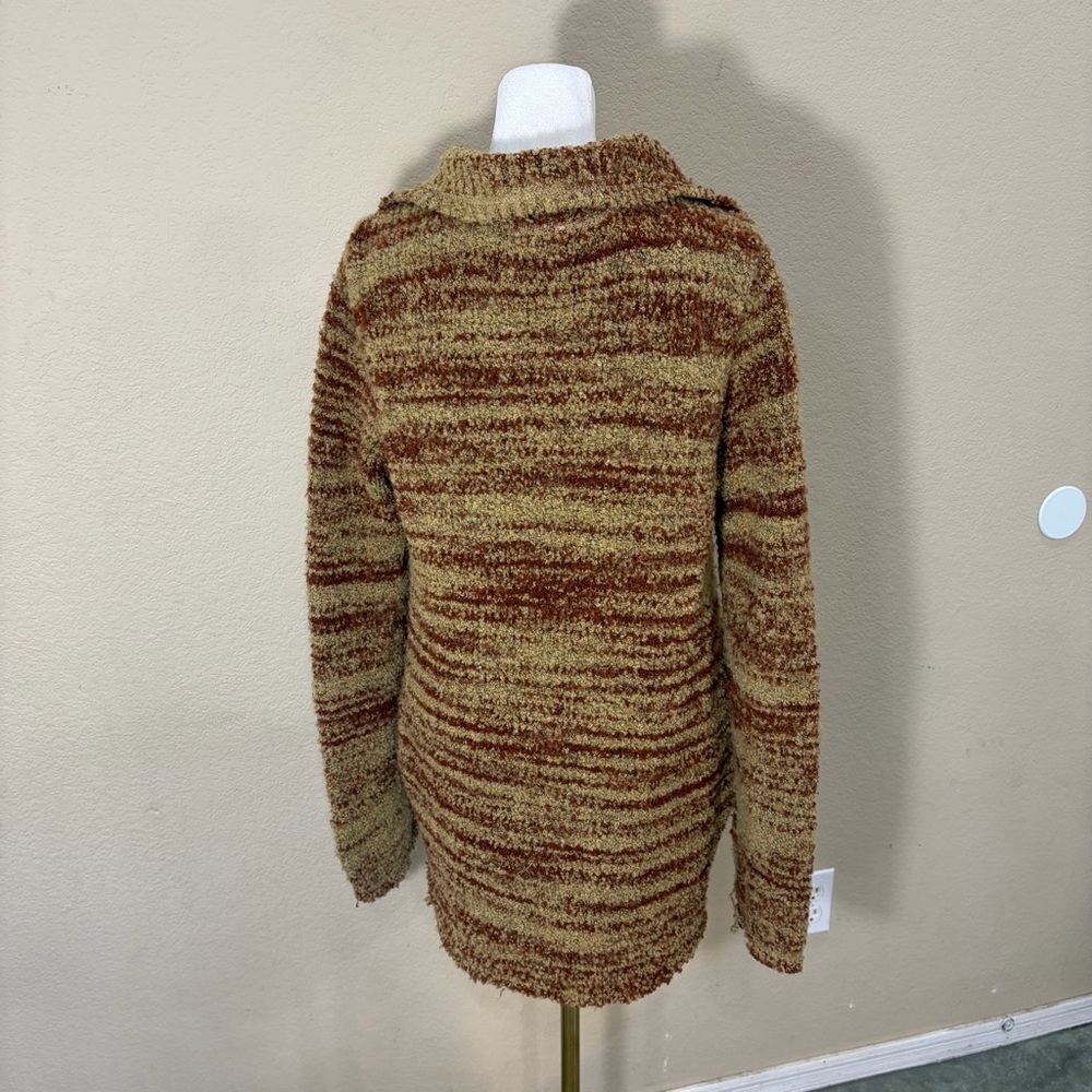 Free People Brown Double Breasted Cardigan Sweater Coat Sz M Boho Grunge Western - Picture 7 of 13